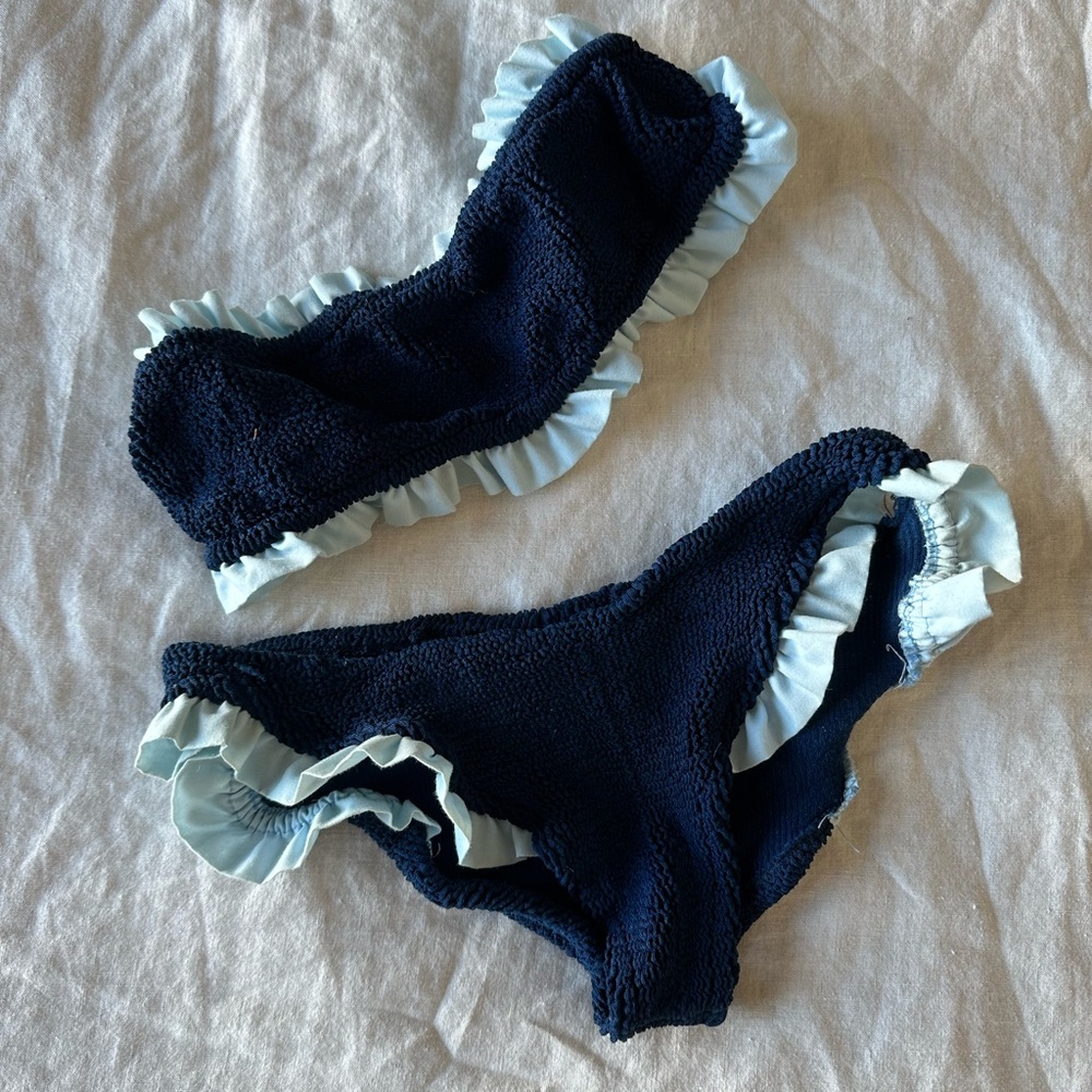 Hunza G x Pandora Sykes bandeau Tracey frill bikini